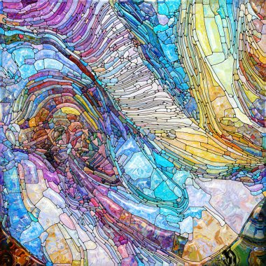 Shimmering Glass series. Interplay of saturated refracted glass patterns on the subject of sensory enchantment, light perception, imagination and creativity.