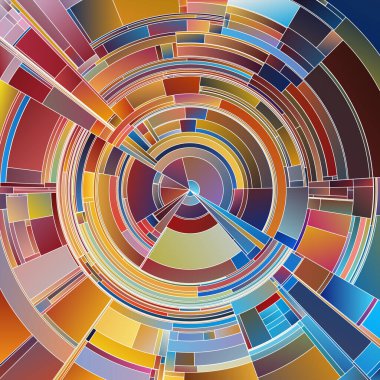 Renkli Tekerlek serisi. Çizim, bilim, sanat, renk teorisi ve görselleştirme konularında açısal şekillerin pürüzsüz tonsal eğimleriyle bölümlerinin yayılması.