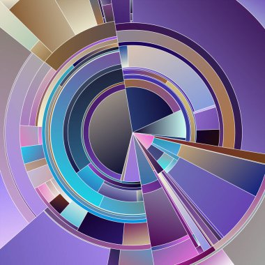 Renkli Tekerlek serisi. Sanat, görselleştirme, renk teorisi, bilim ve kaos içinde düzen konularında katmanlı tonsal zıtlıklar ve canlı gradyanlarla geometrik bölümlerin genişletilmesi.