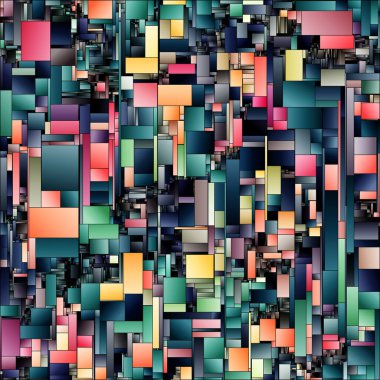 Gradyan Soyutlama Serisi. Geometrik eğimlerin parlak etkileşimi tasarım, kompozisyon, renk algısı, görsel sanat ve renk teorisi konularında karmaşık desenler oluşturur..