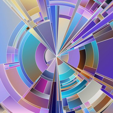 Renkli Dişliler serisi. Bilim, konsept tasarım, sanat, renk teorisi ve görselleştirme konularında parçalanmış yay ve canlı gradyanlarla soyut radyal bileşimler.