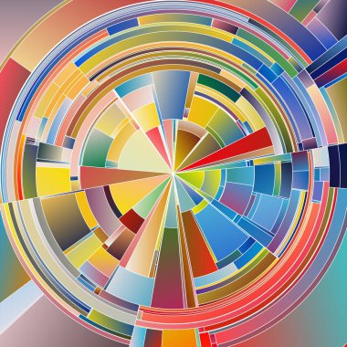 Çarkıfelek serisi. Görselleştirme, sanat, renk teorisi, bilim ve veri görselleştirmesi konularındaki katmanlı gradyanlarla dairesel formların üst üste bindirilmesi.