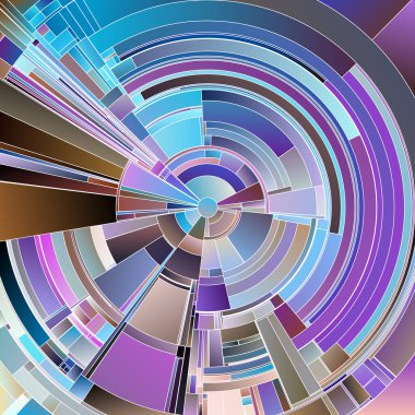 Çarkıfelek serisi. Bilim, sanat, görselleştirme, renk teorisi ve kaos içinde düzen konularında dinamik tonsal eğimlere ve katmanlı kavislere sahip eş merkezli dairesel desenler..