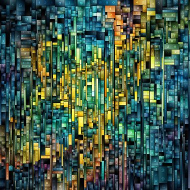 Numbered Domain series. Composition of interlocking numerical tiles that form a complex pattern on the subject of science, math, geometry, digital abstraction, platonic domain, and mathematical abstraction.