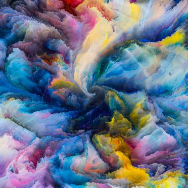 Renklerin Özgünlüğü serisi. Yaratıcılık, hayal gücü ve tasarım konularındaki renkli dinamik dokuların bileşimi. İnsan bağlantıları koptuğunda, dokuların sesleri gelişir..