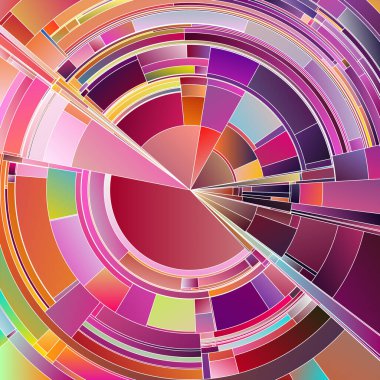 Renkli Palet serisi. Konsept tasarım, sanat, veri görselleştirme, bilim ve görselleştirme konularında koyu tonsal zıtlıklara ve kusursuz gradyanlara sahip çok katmanlı eş merkezli kavisler.