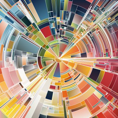 Renkli Palet serisi. Sanat, bilim, veri görselleştirmesi, kaos içinde düzen ve renk teorisi konularında karmaşık tonsal eğimlerle dairesel kavislerin genişletilmesi ve canlı renkler.