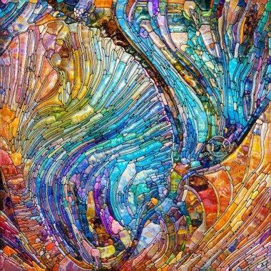 Shimmering Glass series. Artistic abstraction of saturated refracted glass patterns on the subject of sensory enchantment, light perception, imagination and creativity.