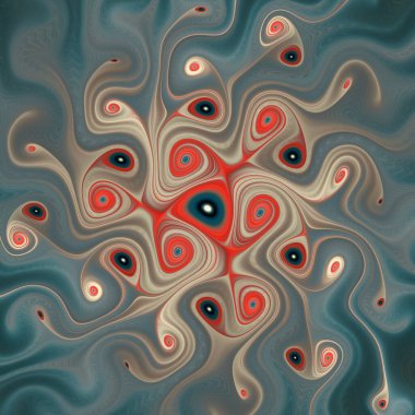 Fraktal girdap serisi. Birbirine bağlı fraktal geometri, kaos teorisi, sanat, bilim, tasarım ve akış görselleştirme konularında büyüleyici bir enerji dizisi akmaktadır..