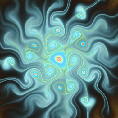 Fraktal Geometri serisi. Matematik, fraktal tasarım, bilim, görselleştirme, organik geometri konularındaki sürekli hareketleri gösteren karmaşık bir grafik tasarımı.