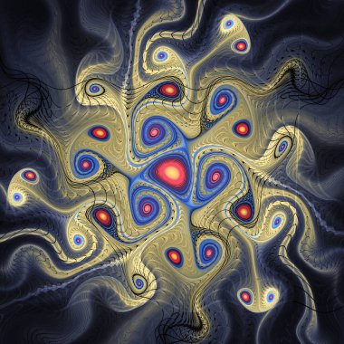 Fraktal Geometri serisi. Fraktal tasarım, bilim, görselleştirme, organik geometri ve matematik konularındaki kozmik yapıları temsil eden karmaşık bir kalıp..