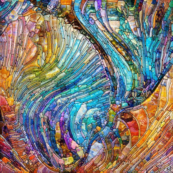 Shimmering Glass series. Artistic abstraction of saturated refracted glass patterns on the subject of sensory enchantment, light perception, imagination and creativity.