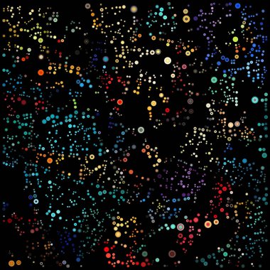 Noktalı Alan Dizisi. Görsel algı, birlik, atomik ve moleküler tasarım konularında uzayda yayılan dairelerin ışıltılı takımyıldızı.