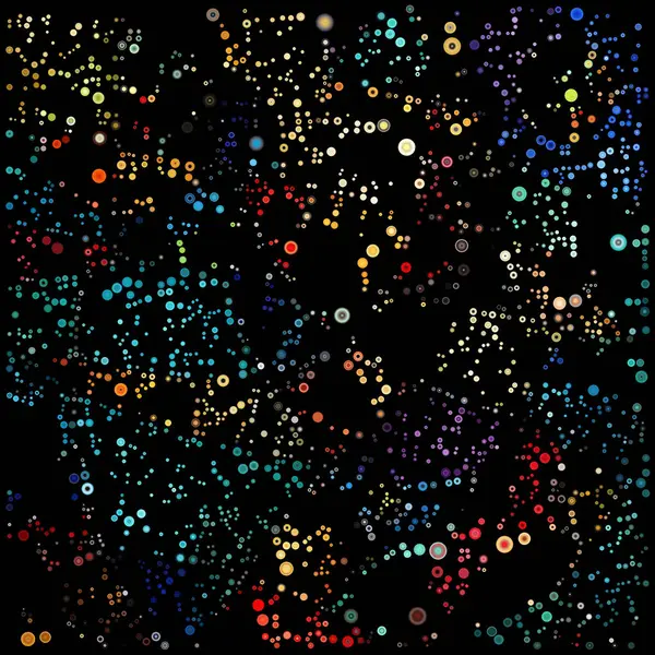 Noktalı Alan Dizisi. Görsel algı, birlik, atomik ve moleküler tasarım konularında uzayda yayılan dairelerin ışıltılı takımyıldızı.