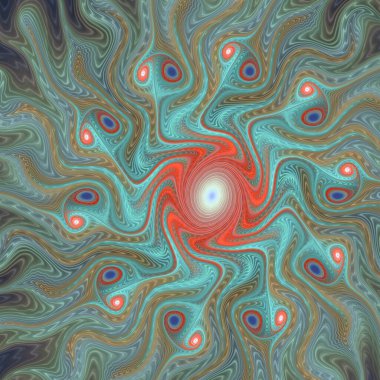 Fraktal Geometri serisi. Matematik, fraktal tasarım, bilim, görselleştirme, organik geometri üzerine karmaşık bir sıvı elementler senfonisi..