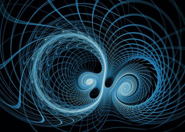 Fractal Paths serisi. Geometri, matematik, fraktal tasarım, bilim ve görselleştirme konularında soyut bir alanda dokuma yapan mavi ışık.