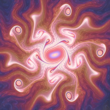 Fraktal akış serisi. Sanat, akış görselleştirme, fraktal geometri, kaos teorisi, bilim ve tasarım konularında derin bir boşluk hissi uyandıran büyüleyici bir soyut sanat eseri..