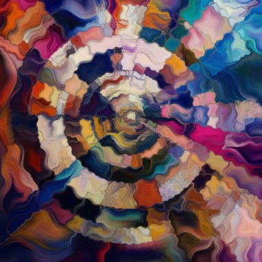 Mozaik tuval serisi. Canlı gölgelerin birleşip ayrıldığı, soyut biçimlerin etkileşimini yaratan dinamik bir bileşim..