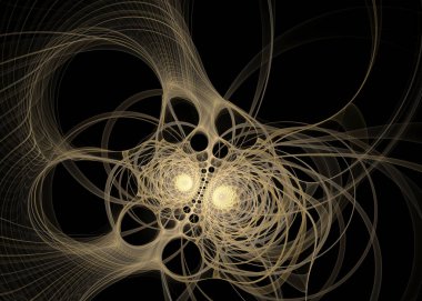 Fraktal Geometri serisi. Bej ışığın parlak ağı, görselleştirme, geometri, matematik, fraktal tasarım ve bilim konularında sınırsızca genişliyor..