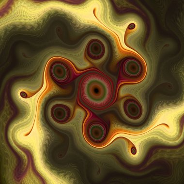 Fraktal Girdap serisi. Organik geometri, matematik, fraktal tasarım, bilim ve görselleştirme konularında hücresel ya da mikroskobik yaşamı çağrıştıran soyut bir tasarım..