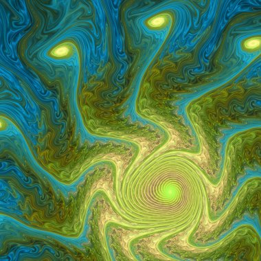 Fraktal Girdap serisi. Bilim, görselleştirme, organik geometri, matematik ve fraktal tasarım konularındaki soyut organik büyümenin dijital olarak oluşturulmuş bir görüntüsü..