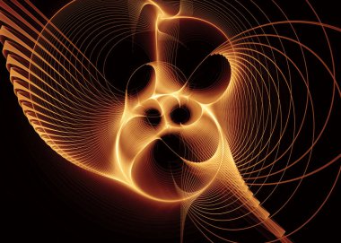 Fraktal Geometri serisi. Görselleştirme, geometri, matematik, fraktal tasarım ve bilim konularındaki altın parlak elementlerin dinamik akışı.