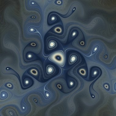 Fraktal girdap serisi. Fraktal geometri, kaos teorisi, sanat, bilim, tasarım ve akış görselleştirme konularındaki evrensel bağlantıların sanatsal bir yorumu.