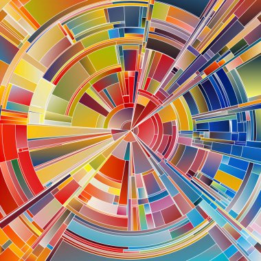 Renkli Palet serisi. Konsept tasarım, sanat, veri görselleştirme, bilim ve görselleştirme konularında koyu tonsal zıtlıklara ve kusursuz gradyanlara sahip çok katmanlı eş merkezli kavisler.