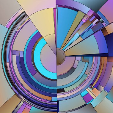 Çarkıfelek serisi. İllüstrasyon, sanat, görselleştirme, renk teorisi ve bilim konularında eş merkezli dairesel formlar ve akışkan tonsal geçişler.