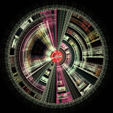 Radyal simetri serisi. Matematik, görselleştirme, bilim, radyal geometri ve fraktal tasarım konularında karmaşık bir radyal form çizimi.