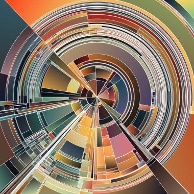 Renkli Tekerlek serisi. Kavram tasarımı, sanat, görselleştirme, bilim ve kaos içinde düzen konularındaki karmaşık tonsal zıtlıklar ve canlı katmanlarla dairesel kalıpların genişletilmesi.