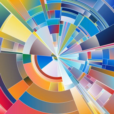 Çarkıfelek serisi. Sanat, bilim, görselleştirme, renk teorisi ve konsept tasarım konularında katmanlı tonsal değişimler ve canlı renklerle uyumlu radyal simetri.