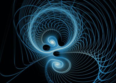 Fractal Paths serisi. Fraktal tasarım, bilim, görselleştirme, geometri ve matematik konularındaki parlak liflerin soyut bileşimi.