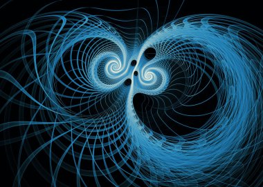 Fraktal patika serisi. Geometrik görselleştirme, fraktal geometri, kaos teorisi, sanat, bilim ve tasarım konularında soyut ışık tasarımı titreşimi.