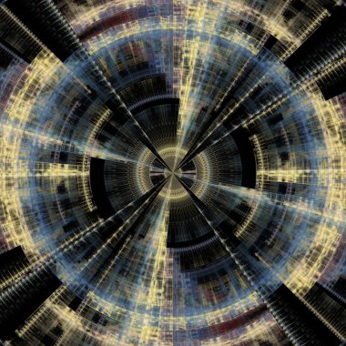 Radyal simetri serisi. Matematik, görselleştirme, fraktal tasarım, radyal geometri ve bilim konularında merkezi bir merkez oluşturan karmaşık kalıpların düzenlenmesi.