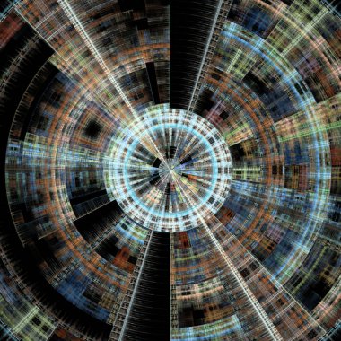 Merkezi Geometri serisi. Radyal geometri, fraktal tasarım, matematik, görselleştirme ve bilim konularındaki soyut teknolojik verilerin soyutlanması.