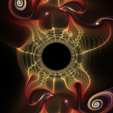 Fraktal Geometri serisi. Geometri, matematik, fraktal tasarım, bilim ve görselleştirme konularında serpentin, aydınlık yollar düzenlenmesi.