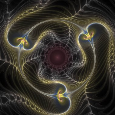 Fraktal kumaş serisi. Fraktal tasarım, bilim, görselleştirme, geometri ve matematik konularında girdaplar yaratan altın dallar..