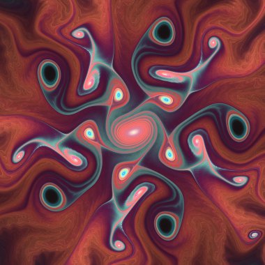 Fraktal akış serisi. Bilim, akış görselleştirme, fraktal geometri, kaos teorisi, sanat ve tasarım konularındaki dinamik ve karmaşık kalıpların sıvı benzeri bir yorumu.