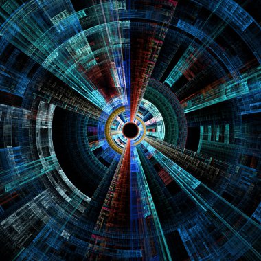 Radyal simetri serisi. Bilim, matematik, radyal geometri, fraktal tasarım ve görselleştirme konularındaki yayılan geometrik desenler.