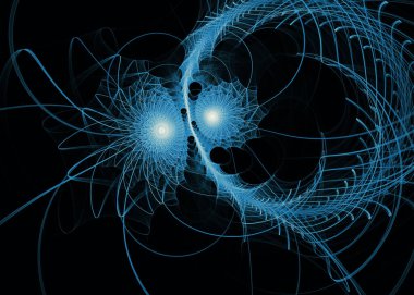 Fractal Paths serisi. Fraktal tasarım, bilim, görselleştirme, geometri ve matematik konularındaki parlak liflerin soyut bileşimi.
