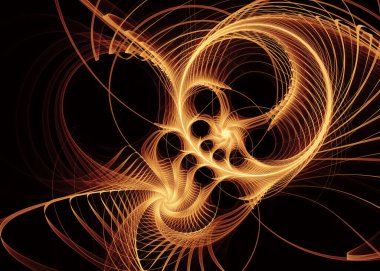 Fraktal patika serisi. Sanat, bilim, tasarım, geometrik görselleştirme, fraktal geometri ve kaos teorisi üzerine aydınlık bir çift spiral çizimi.