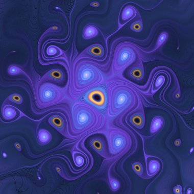 Fraktal Girdap serisi. Organik geometri, matematik, fraktal tasarım, bilim ve görselleştirme konularındaki kozmik ve mikroskobik alanların sanatsal bir yorumlaması.