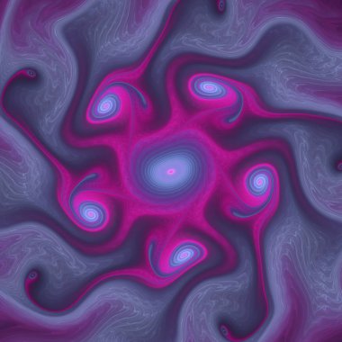 Fraktal Girdap serisi. Organik geometri, matematik, fraktal tasarım, bilim ve görselleştirme konularında parlayan sıvı kalıplarının karmaşık bir düzeni.