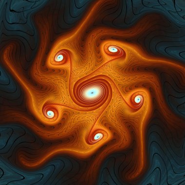 Fraktal akış serisi. Bilim, akış görselleştirme, fraktal geometri, kaos teorisi, sanat ve tasarım konularındaki temel enerjinin ilgi çekici bir vizyonu..