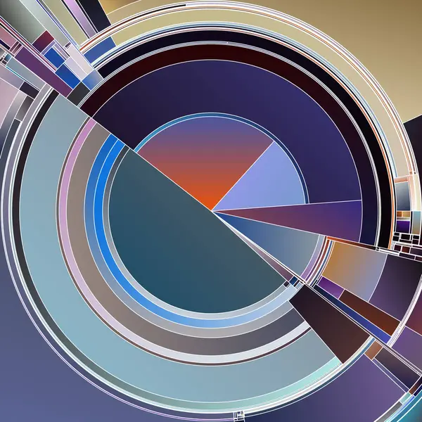 Çarkıfelek serisi. Renk teorisi, görselleştirme, kaos düzeni, tasarım ve bilim konularındaki dairesel kompozisyonlar içindeki açısal bölümlerin soyut etkileşimi.