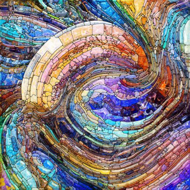 Shimmering Glass series. Interplay of saturated refracted glass patterns on the subject of sensory enchantment, light perception, imagination and creativity.