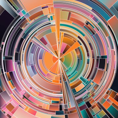 Çarkıfelek serisi. İllüstrasyon, sanat, görselleştirme, renk teorisi ve bilim konularında eş merkezli dairesel formlar ve akışkan tonsal geçişler.