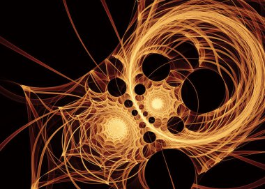 Fraktal patika serisi. Geometrik görselleştirme, fraktal geometri, kaos teorisi, sanat, bilim ve tasarım konularında soyut ışık tasarımı titreşimi.