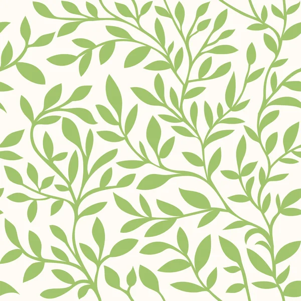 Seamless Pattern Green Leaves Branches Abstract Art Background Vector — Stockový vektor